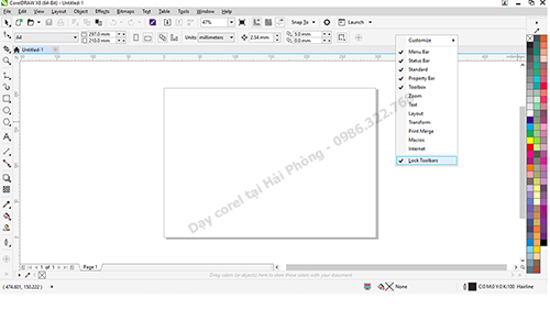 Cách hiện thanh công cụ trong corel