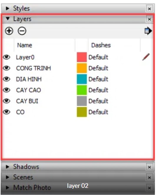 Đặt layer trong Sketchup