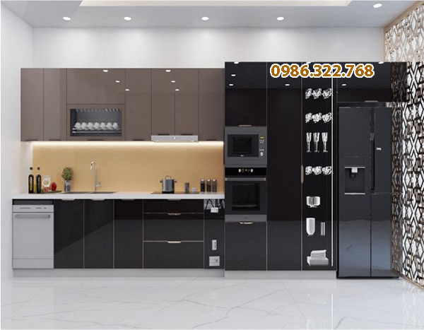 Tủ bếp inox màu đen