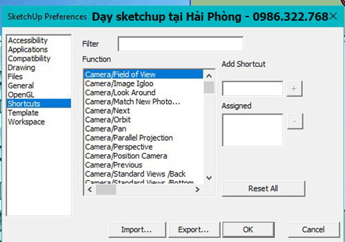 Hướng dẫn đăt phím tắt vẽ nhanh trong sketchup