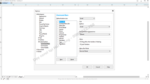 Lấy lại thanh công cụ trong corel
