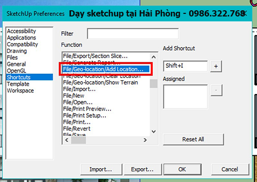 Phím tắt trong sketchup