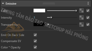 Thông vật liệu tự phát sáng trong Vray sketchup 2