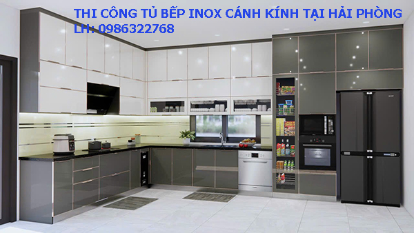 Nhận làm tủ bếp inox cánh kính tại Hải Phòng.