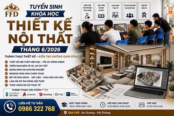 Tuyển sinh khóa học thiết kế nội thất tháng 6 năm 2026