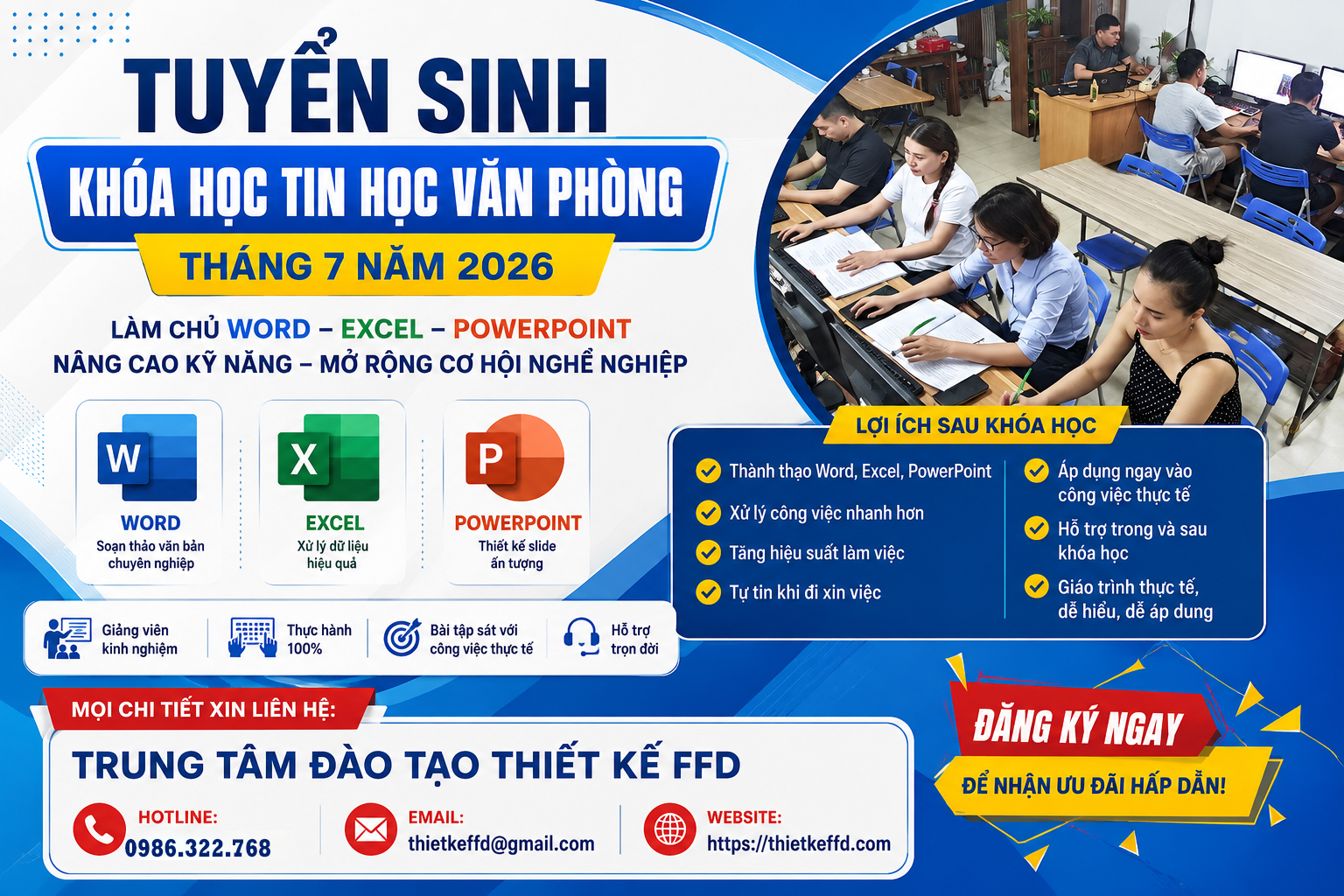 Tuyển sinh khóa học Tin học văn phòng tháng 7 năm 2026